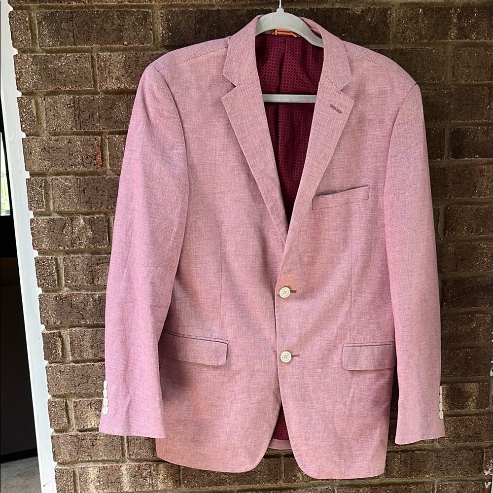 Men's Pink Blazer - Classic Single-Breast Suit Jacket